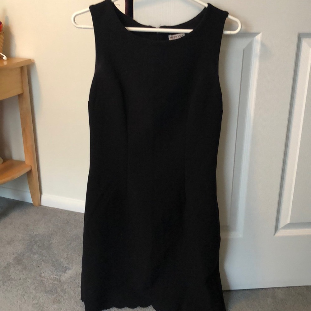 Black Scalloped Trim Dress